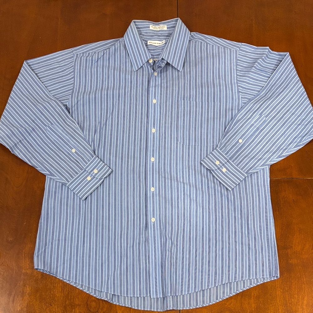 Pierre Cardin Men's Blue and White Striped Shirt